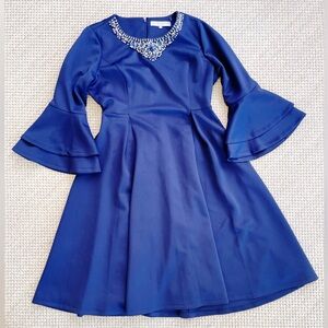 Lily & Taylor Blue Embellished Fit & Flare Dress Size 16